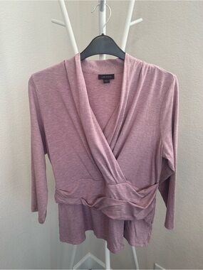 J.Jill Wearever Collection Faux Wrap Top, Small Petite, Dusty Mauve